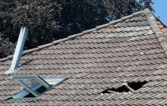 ceramic tile roof section